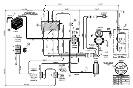 Electrical System Diagram and Parts List for 387003X8A 2004 Briggs and Stratton Lawn Tractor